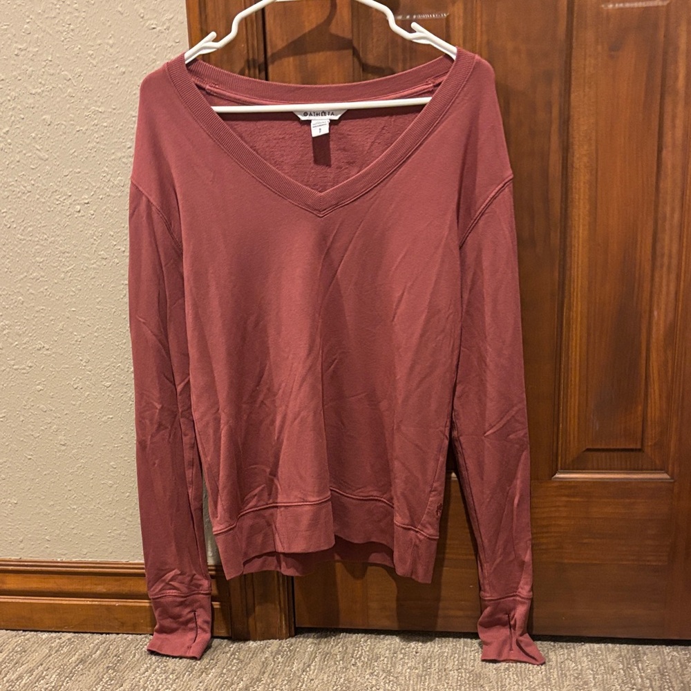 Athleta Women's V-Neck Sweatshirt - Rust colored